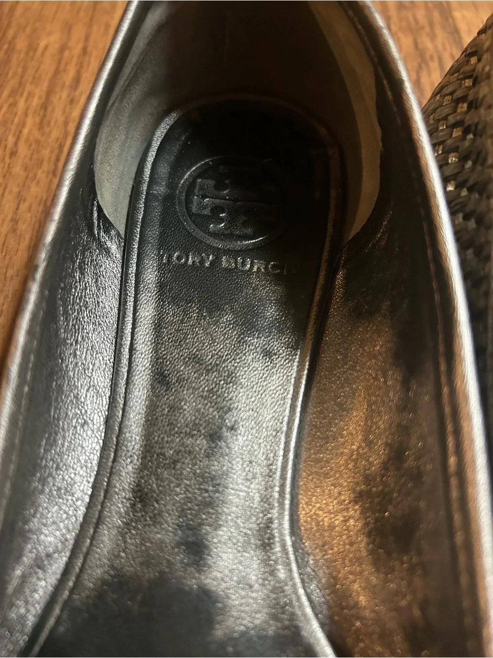 Tory Burch Metallic Bronze Logo Ballet Flats